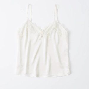 Abercrombie & Fitch Women’s Lace-Trim Satin Cami XXS White